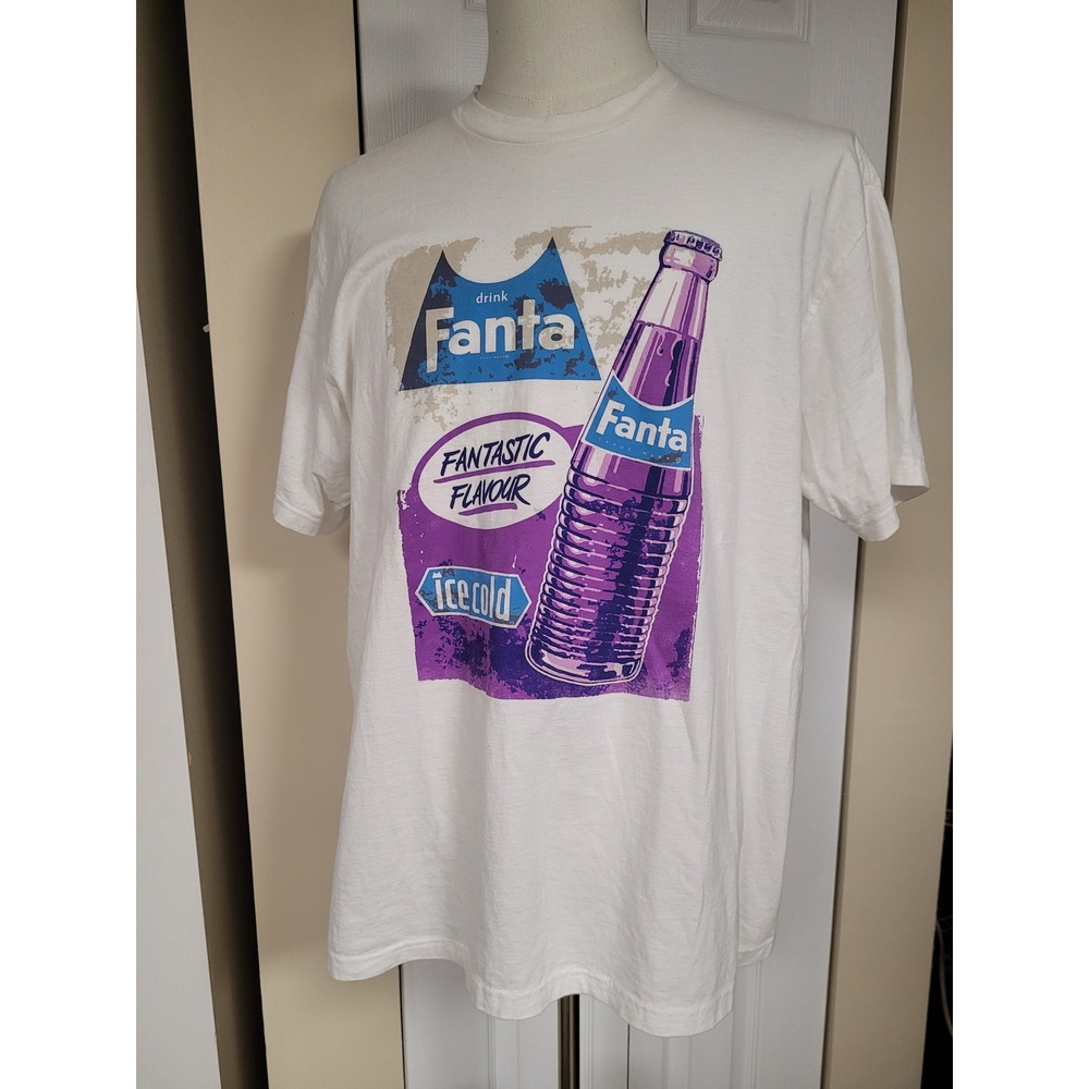 Coca-Cola Fanta Graphic T-Shirt White Fantastic‎ Flavour Soda Retro Tee Size XL